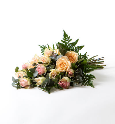 Bårebukett i rosa og fersken 35 cm Bårebukett i rosa og fersken 35 cm